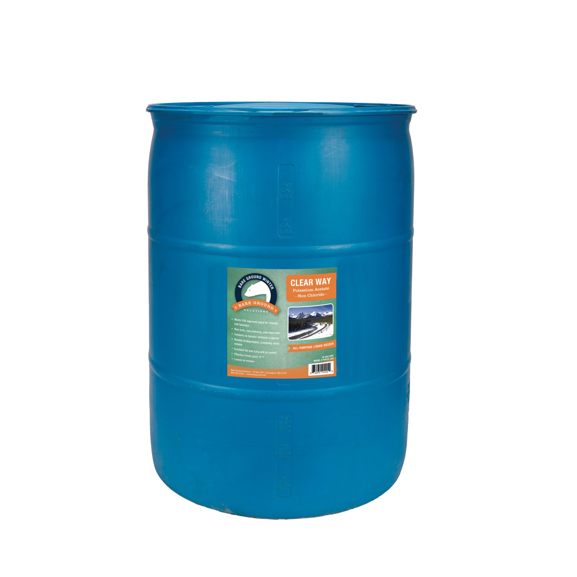 Bare Ground, 30 gallon drum Potassium Acetate, Gallons 30 Model# POACE-30D